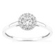 Anel em ouro branco 9K com diamantes criados 0,28 ct e centro redondo 0,20 ct em halo