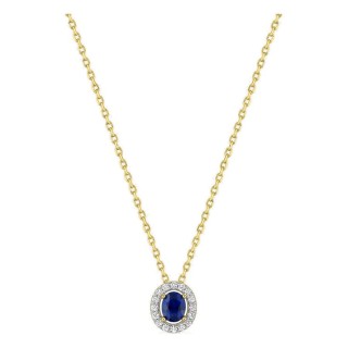 Collar de cadena forzada chapada en oro con circonita azul oscuro y circonitas blancas