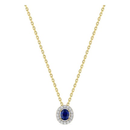 Colar de corrente forçada banhada a ouro com zircónia azul-escura e zircónias brancas