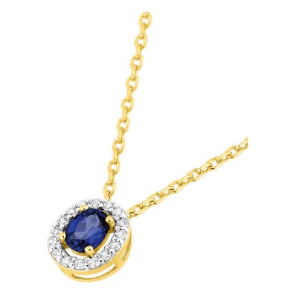 Colar de corrente forçada banhada a ouro com zircónia azul-escura e zircónias brancas