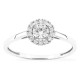 Anel em ouro branco 9K com diamantes criados 0,35 ct e centro redondo 0,25 ct em halo