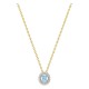 Collar de cadena forzada chapada en oro con circonita azul y circonitas blancas