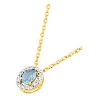 Colar de corrente forçada banhada a ouro com zircónia azul e zircónias brancas