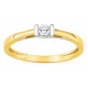 Anel solitário bicolor em ouro amarelo 9K e ródio com diamante criado 0,10 ct