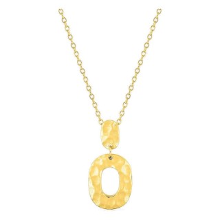 Colar de corrente forçada banhada a ouro com motivos ovais de efeito martelado