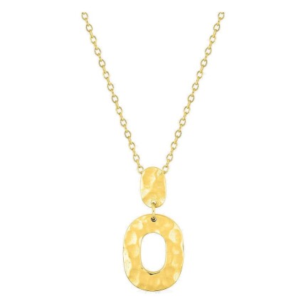 Collar de cadena forzada chapada en oro con motivos ovalados de efecto martillado