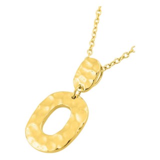 Collar de cadena forzada chapada en oro con motivos ovalados de efecto martillado