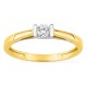 Anel solitário bicolor em ouro amarelo 9K e ródio com diamante criado 0,15 ct