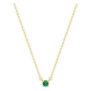 Collar chapado en oro con colgante de circonita verde de 4 mm