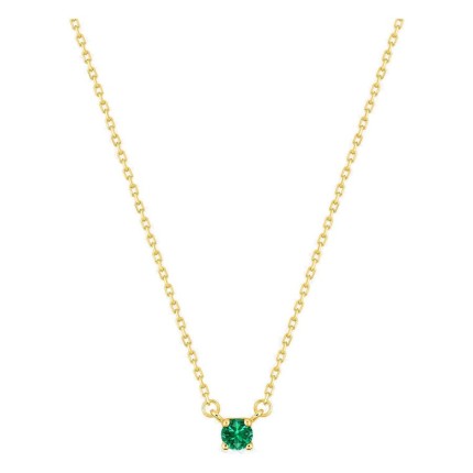 Collar chapado en oro con colgante de circonita verde de 4 mm