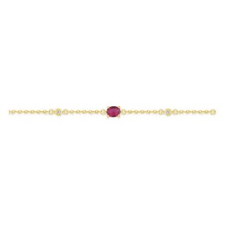 Pulsera chapada en oro con circonitas rojas en garras y circonitas blancas en engaste cerrado