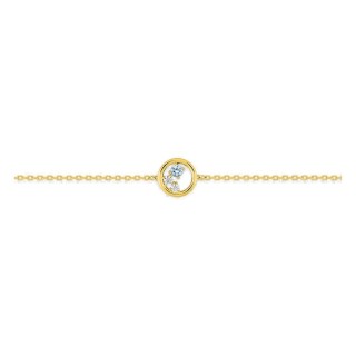Pulseira banhada a ouro com zircónias azul-céu e brancas em halo