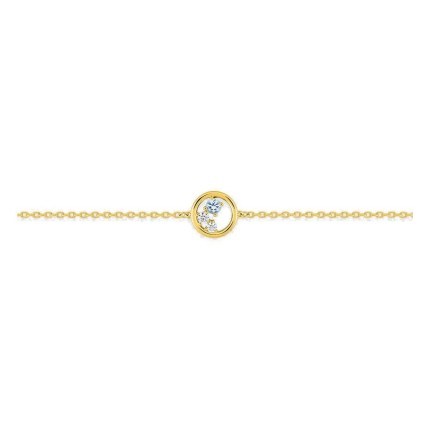 Pulsera chapada en oro con circonitas azul cielo y blancas en halo