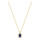 Colar em ouro amarelo 9K com safira criada oval e diamantes criados 0,16 ct