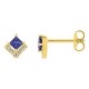 Brincos de pressão banhados a ouro com zircónia azul-marinho lapidação princesa