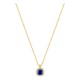 Colar em ouro amarelo 9K com safira criada de lapidação almofada e diamantes criados 0,05 ct
