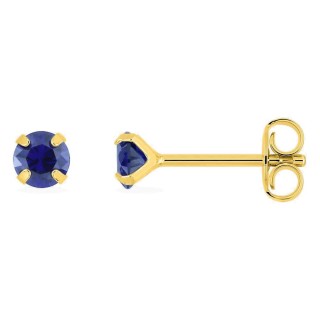 Brincos de pressão banhados a ouro com zircónias azuis