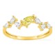 Anillo de oro amarillo 9K con diamantes creados blancos y amarillos 0,46 ct