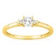 Anillo solitario de oro amarillo 9K con diamante acompañado 0,27 ct