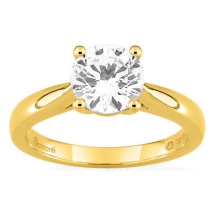 Anillo solitario de oro amarillo 18K con diamante creado 2,00 ct