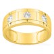 Anillo de oro amarillo 9K con 3 diamantes creados 0,45 ct en engaste cerrado