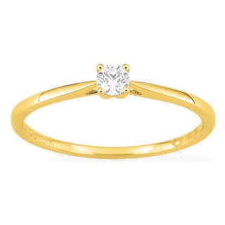 Anel solitário em ouro amarelo 18K com diamante criado 0,10 ct