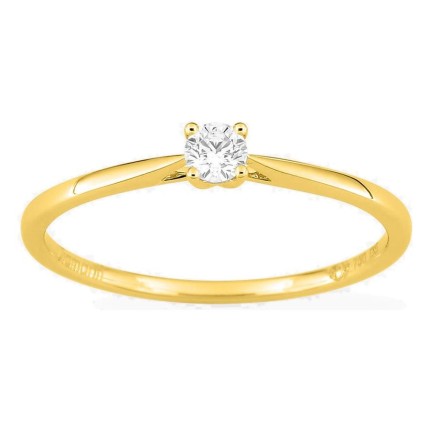 Anel solitário em ouro amarelo 18K com diamante criado 0,10 ct