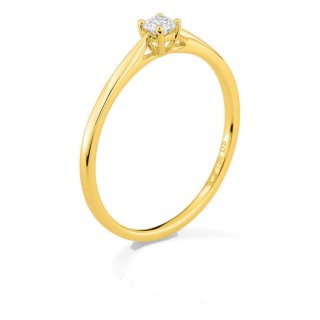 Anillo solitario de oro amarillo 18K con diamante creado 0,10 ct