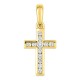 Pendente cruz em ouro amarelo 18K com diamantes 0,11 ct 12 x 8 mm
