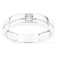 Anillo de oro blanco 9K con diamante creado 0,10 ct y aro grueso