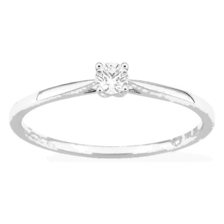 Anel solitário em ouro branco 18K com diamante criado 0,10 ct
