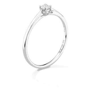 Anel solitário em ouro branco 18K com diamante criado 0,10 ct