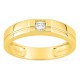 Anillo de oro amarillo 9K con diamante creado 0,10 ct y aro grueso