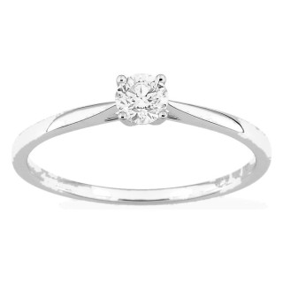 Anillo solitario de oro blanco 18K con diamante creado 0,20 ct