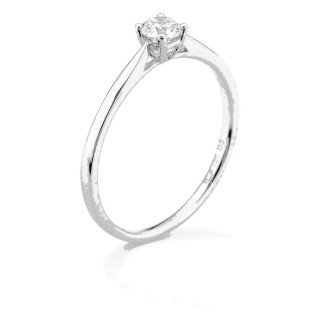 Anillo solitario de oro blanco 18K con diamante creado 0,20 ct