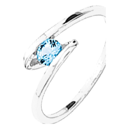 Anillo solitario de fantasía de plata de ley 925 rodiada con circonita azul