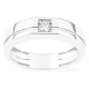 Anel em ouro branco 9K com diamante criado 0,15 ct e aro grosso