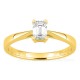 Anel solitário em ouro amarelo 18K com diamante criado de lapidação esmeralda 0,50 ct