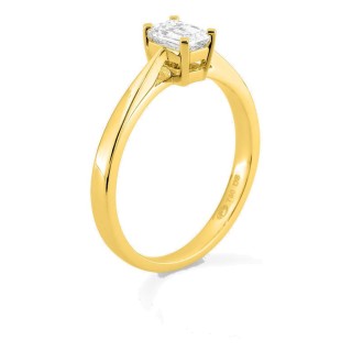 Anel solitário em ouro amarelo 18K com diamante criado de lapidação esmeralda 0,50 ct