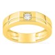 Anel em ouro amarelo 9K com diamante criado 0,15 ct e aro grosso
