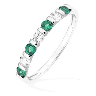 Anillo de plata de ley 925 rodiada con circonitas verdes y blancas