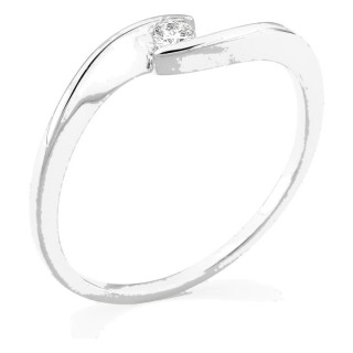 Anel solitário em ouro branco 9K com diamante criado 0,05 ct em cravação ilusão