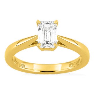 Anillo solitario de oro amarillo 18K con diamante creado de talla esmeralda 0,70 ct