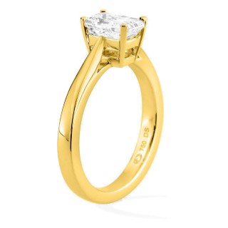 Anel solitário em ouro amarelo 18K com diamante criado de lapidação esmeralda 0,70 ct