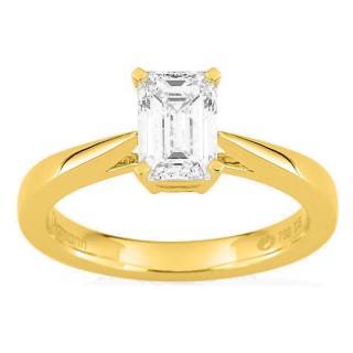 Anillo solitario de oro amarillo 18K con diamante creado de talla esmeralda 1,00 ct