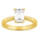 Anel solitário em ouro amarelo 18K com diamante criado de lapidação esmeralda 1,50 ct