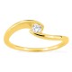 Anillo solitario de oro amarillo 9K con diamante creado 0,10 ct en engaste ilusión