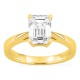 Anel solitário em ouro amarelo 18K com diamante criado de lapidação esmeralda 2,00 ct