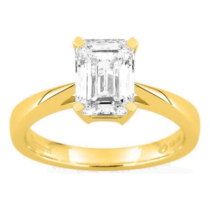 Anillo solitario de oro amarillo 18K con diamante creado de talla esmeralda 2,00 ct