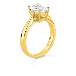 Anillo solitario de oro amarillo 18K con diamante creado de talla esmeralda 2,00 ct